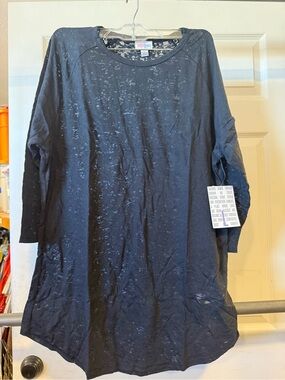 LuLaRoe Black Burnout Scoop-Neck Tunic